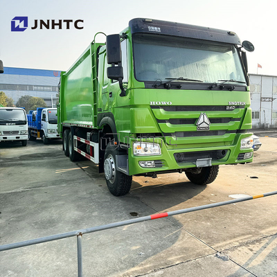 HOWO 6x4 쓰레기 트럭 압축기 유로 2 폐기물 처리 쓰레기 후부 로더 트럭 녹색 디젤 모델 새
