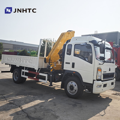 HOWO 화물 운반 크레인 트럭 290HP 벨트 사다리 5톤 철도판 평면판 화물 트럭
