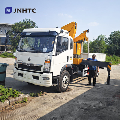 HOWO 화물 운반 크레인 트럭 290HP 벨트 사다리 5톤 철도판 평면판 화물 트럭
