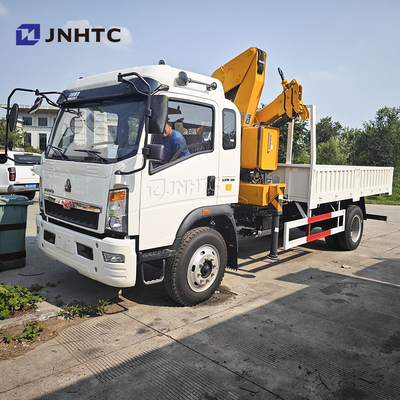 HOWO 화물 운반 크레인 트럭 290HP 벨트 사다리 5톤 철도판 평면판 화물 트럭