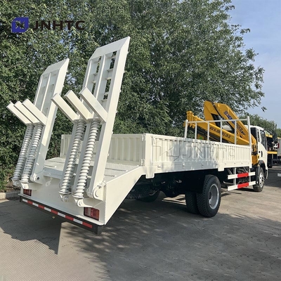 HOWO 화물 화물 트럭 장착 크레인 트럭 290HP 5톤 철도 평면판 화물 트럭