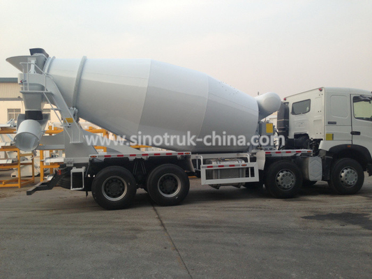 빨간 백색 색깔에 있는 266-371hp Euro2 Euro3 HOWO A7 트럭 구체 믹서 8x4 10cbm