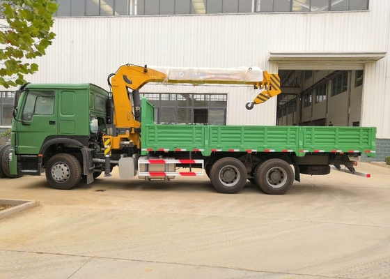 12T 6x4 포좌 트럭은 Sinotruk Howo7 녹색의 붐 기중기를 거치했습니다