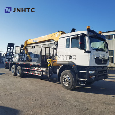 새로운 HOWO TX380 6x4 12T 평상형 드롭사이드 적재 능력 화물 운송 트럭 스트레이트 암 붐 크레인 트럭 판매