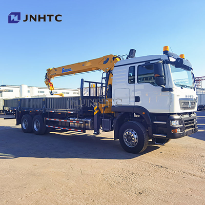 새로운 HOWO TX380 6x4 12T 평상형 드롭사이드 적재 능력 화물 운송 트럭 스트레이트 암 붐 크레인 트럭 판매