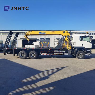 새로운 HOWO TX380 6x4 12T 평상형 드롭사이드 적재 능력 화물 운송 트럭 스트레이트 암 붐 크레인 트럭 판매