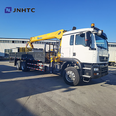 새로운 HOWO TX380 6x4 12T 평상형 드롭사이드 적재 능력 화물 운송 트럭 스트레이트 암 붐 크레인 트럭 판매