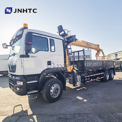 새로운 HOWO TX380 6x4 12T 평상형 드롭사이드 적재 능력 화물 운송 트럭 스트레이트 암 붐 크레인 트럭 판매