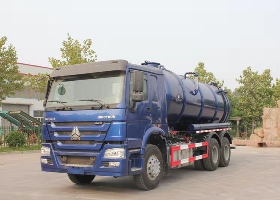 336HP 파란 색깔 하수 오물 낭비 트럭 6x4 폐수 진공 흡입 트럭