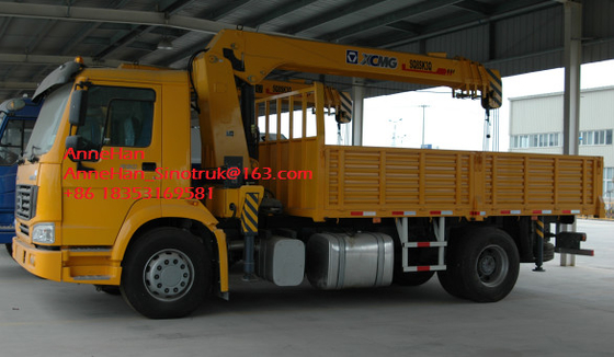 Sinotruk Howo 4x2 기중기는 트럭, 5-10 톤 Xcmg 망원경 붐 기중기를 거치했습니다