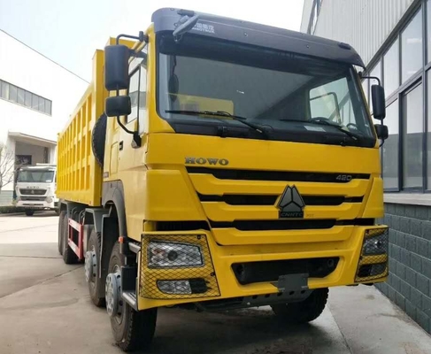 HOWO 8x4 덤프 트럭, LHD Sinotruk 팁 주는 사람 트럭 황색 색깔