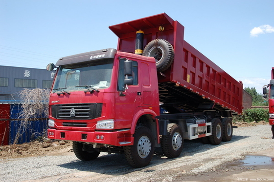 빨간색에 있는 촉진을 위한 재고 Howo 371hp 8x4 덤프 트럭