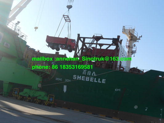 336hp 40t 짐을 위해 빨간 덤프 트럭 Sinotruk 18m3 중앙에게 들기