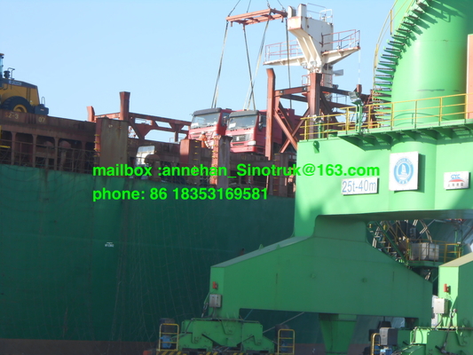 336hp 40t 짐을 위해 빨간 덤프 트럭 Sinotruk 18m3 중앙에게 들기