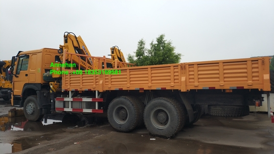 10T 6500mm 화물 상자 Sinotruk Howo7 트럭에 의하여 거치되는 기중기
