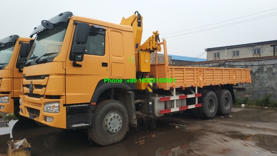 10T 6500mm 화물 상자 Sinotruk Howo7 트럭에 의하여 거치되는 기중기
