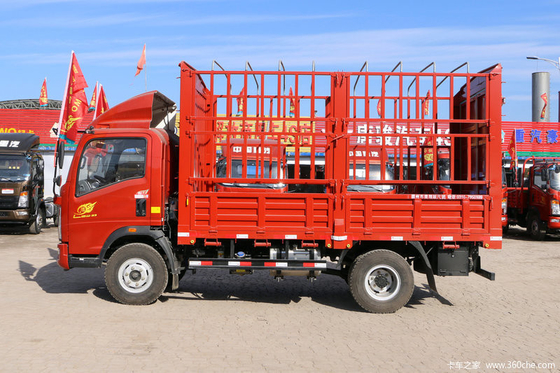 빨간색과 12대 톤 6 Wheeler 화물 트럭 시노트루크 HOWO 경량 트럭