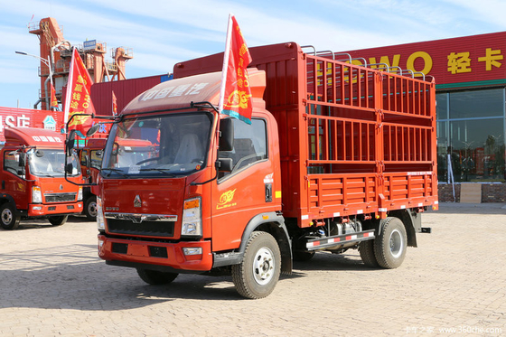 빨간색과 12대 톤 6 Wheeler 화물 트럭 시노트루크 HOWO 경량 트럭