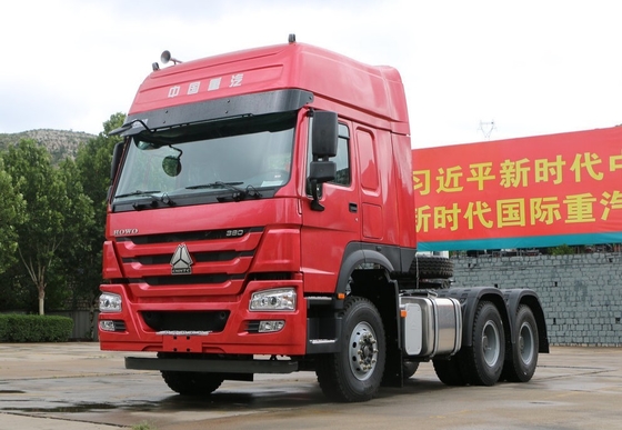 빨간 시노트루크 호워 6x4 세미 원동력 트럭 10 Wheeler 트랙터 트럭