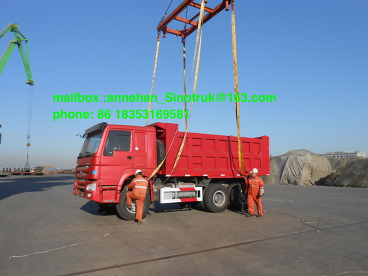 336hp 40t 짐을 위해 빨간 덤프 트럭 Sinotruk 18m3 중앙에게 들기